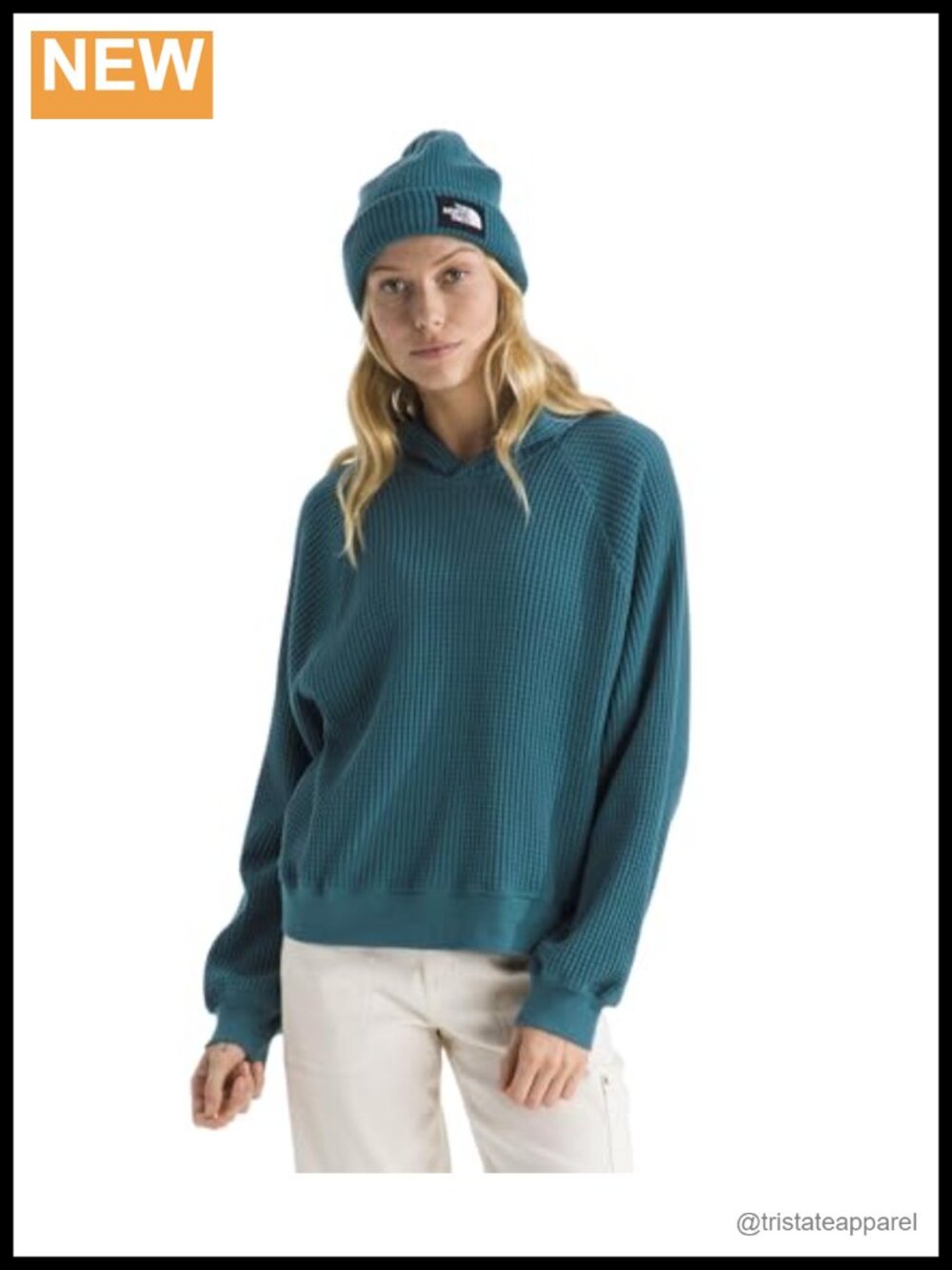 North Face Chabot Hoodie Cotton Thermal Knit Relaxed Pullover Outdoor